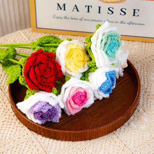 Flor de punto en forma de rosa, tejida a mano con lana, flor simulada de ganchillo, regalo de Tanabata - Product Image 6