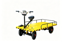 Chariot électrique à plateforme à 4 roues, capacité de charge lourde de 1T, 2,5m x 1,5m, en acier au carbone épaissi, chariot de transport pour ferme et verger
