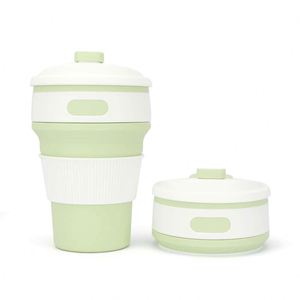 Tasse à café réutilisable en silicone avec couvercle, design minimaliste rose, pour les voyages, adultes - Product Image 6