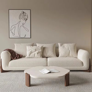 Nordique Teddy <span class=keywords><strong>causeuse</strong></span> luxe jambe en bois sectionnel canapé ensemble canapé salon meubles de maison moderne Sherpa Boucle tissu canapés - Product Image 2