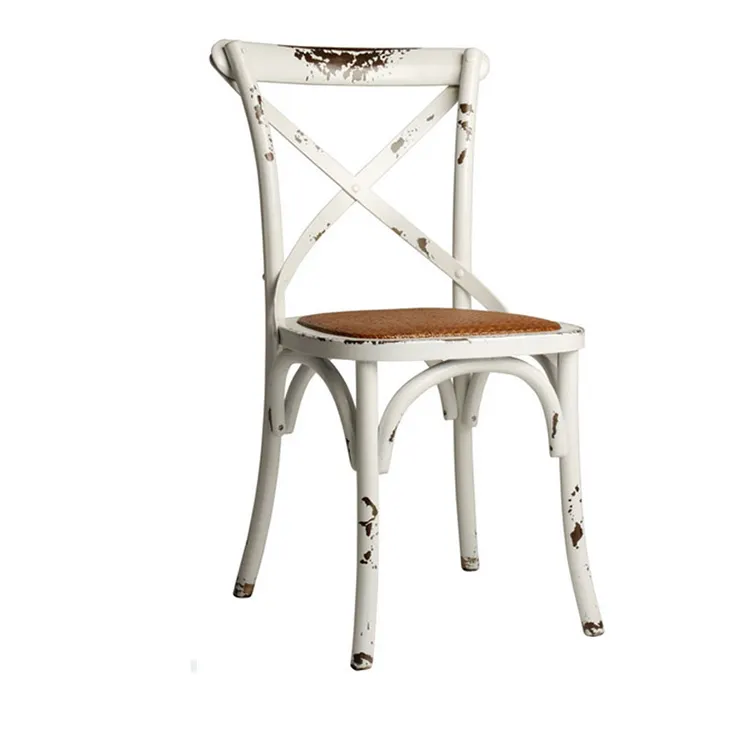 Cadeiras estofadas no méxico online, cadeiras antigas rústicas com assento em rattan e cruz branca em madeira