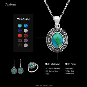1000S diseño Popular ventas al por mayor Plata de Ley 925 con Turquesa mujeres conjuntos de joyería de moda para regalo de fiesta personalizado - Product Image 5