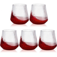 Verres à vin sans pied en plastique de forme nervurée élégante de 12oz verres à vin transparents en PET avec logo personnalisé pour bar Champag