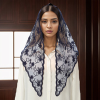 Foulard à fleurs en dentelle blanche vintage française pour femmes en gros Long foulard en coton Triangle accessoire pour cheveux pour l'été