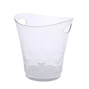 Factory direct sales double handle PS plastic ice bucket bar ktv transparent ice bucket creative double ear plastic ice bucket