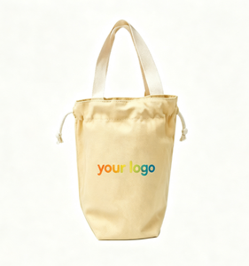 Bolsa de Mano Mini de Lona Lisa Personalizada con Cierre de Cordón, Porta Botella de Agua Térmica Portátil, Bolsa de Regalo para Compras con Logotipo - Product Image 2