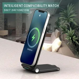 Hot Selling Support Qi Foldable Mobile Wireless Phone Charger Portable 15W Fast Charging Wireless Charger For Iphone