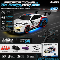 Coche de Carreras a Control Remoto EPT 1:24 RC Drift 4WD 2.4GHz Totalmente Proporcional de Alta Velocidad 20KM/H con Neumáticos de Derrape y Carreras para Niños de 8+ Años