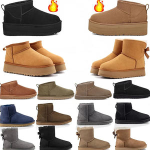Nuevas Botas de Nieve de Diseño, Forradas de Terciopelo Grueso, Cálidas e Impermeables, Botas de Invierno con Plataforma, Parte Superior de Cuero, Aumentan la Altura - Product Image 1