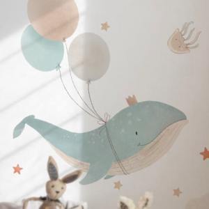 Baleine Phare <span class=keywords><strong>Aquarelle</strong></span> Style Autocollant Mural Mignon PVC Bébé Chambre Pépinière Chambre Décoratif Ballon Carnaval - Product Image 1