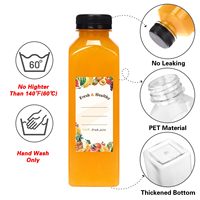 Bouteilles en plastique de 480 ml avec bouchons, réutilisables, pour jus, smoothies, lait, contenants jetables pour boissons, 16 oz