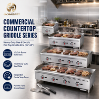 Grille à gaz professionnelle certifiée ETL, en acier inoxydable, pour comptoir, idéale pour les restaurants, la restauration rapide et les burgers