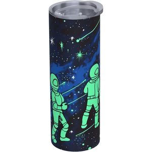 20 oz doble pared de acero inoxidable aislado vaso tapas pajita resplandor oscuro vacío botella de agua taza de café para vacaciones caliente térmica - Product Image 2