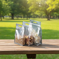 Sacs refermables transparents en PET de qualité alimentaire, réutilisables, avec fermeture éclair, thermoscellables, personnalisables avec logo OEM, impression en gravure, pour emballage de nourriture pour bébés et chips de pommes de terre.