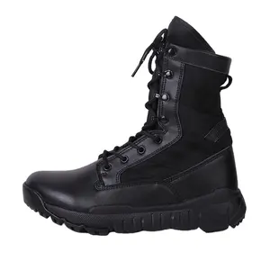 TSB70新版黑色SuedeTactical靴子，带拉链，舌头快速关闭系统战斗靴，重量轻，防水