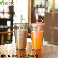 Gobelet à paille double couche grande capacité à alimentation directe avec couvercle en silicone, réutilisable, écologique et sûr