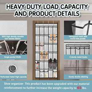 Door <b>Shoe</b> Organizer 30 Breathable Mesh Pockets Large Capacity Compact Portable Closet <b>Storage</b> Hanging <b>Shoe</b> Rack Organizer - Product Image 3