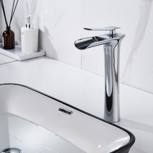 Grifo mezclador moderno para baño, mesa de maquillaje, cromado, de un solo orificio, caliente, frío, latón, alto, lavabo, grifo de lavabo, grifo de baño - Product Image 1