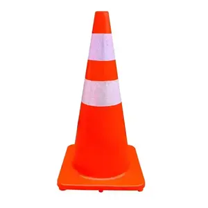 Cone de PVC de plástico para aviso de trânsito flexível laranja, preço de fábrica de alta qualidade, à beira da estrada, cone de PVC para aviso de trânsito