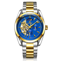 Montre squelette 795A demi-or noir avec logo personnalisé, montres de luxe pour hommes, marque privée, montre mécanique automatique vintage