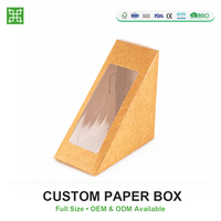 Stanzgeschnittene Lebensmittel-Papierbox Dreieckige Sandwich-Box mit Klarsichtfenster Faltbare Kartons für Catering und Buffet-Bedarf