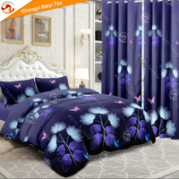 Offre Spéciale 8/10 Pc ensemble de literie avec rideaux en gros personnalisé king Size imprimé papillon ensemble de draps de lit
