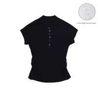 Fabricants de vêtements personnalisés été 92% coton 8% Spandex 220 grammes Base de col demi-ouvert T-shirt à manches courtes pour femmes