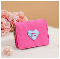 Portefeuille à fermeture éclair Candy Girl, porte-cartes mignon, portefeuille de poche, portefeuille court à clip, en PU, style tendance, lettrage en relief