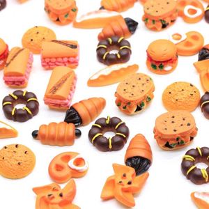100 Pcs/Lot 树脂微型玩具屋饼干食品 Cabochon 巧克力面包店 Dollhouse 甜点食品粘液魅力珠宝发现 - Product Image 1