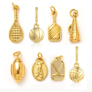 Sports Charms Gallery | PVD 18K Gold Stainless Steel Basketball Football Tennis Soccer Paddle Tennis Pendants for Jewelry Making - Product Image 4