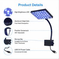 Lampe LED pour aquarium à spectre complet RGBW, à intensité variable, à clipser, avec minuterie pour aquarium planté, USB 5V