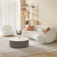 Canapé Courbé Haut de Gamme en Tissu Bouclé Blanc pour Salon – Design Moderne