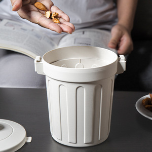 Mini Desktop Trash Can With Lid Cylindrical PP Storage Bucket For Office Indoor Use Minimalist Style - Product Image 4
