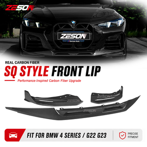 Splitter Anteriore in Vera Fibra di Carbonio Stile SQ in 3 Pezzi per <span class=keywords><strong>BMW</strong></span> <span class=keywords><strong>Serie</strong></span> <span class=keywords><strong>4</strong></span> G22 G23 430i M440i Coupé Cabriolet 2020+ - Product Image 1