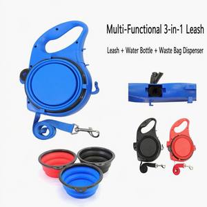 Portable 3-in-1 Multifunctional <b>Dog</b> <b>Leash</b> with Built-in Water Bottle & Waste Bag Dispenser, 124cm Nylon, Collapsible Bowl - Product Image 3