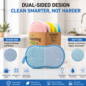 Éponge de nettoyage de cuisine double face en microfibre, douce et absorbante, pour la vaisselle, personnalisable OEM - Product Image 5