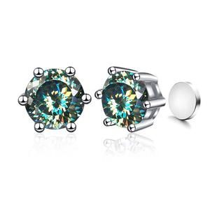 Pendientes Clásicos de Moissanita de 1ct con 6 Puntas, Plata 925, Certificado GRA, Aprobado por el Probador de Diamantes, VVS1, Estilo Hip Hop, Unisex - Product Image 4