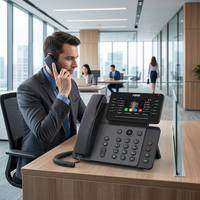 Teléfono IP Empresarial Inteligente V65 con Pantalla a Color de 4.3 Pulgadas, Antibacteriano, WiFi de Doble Banda, 45 Teclas DSS, Teléfono de Escritorio VoIP SIP