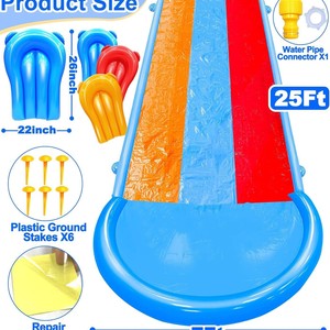 Toboggan aquatique gonflable 6m, double piste, en PVC, pour enfants et jeux familiaux, avec zone de pulvérisation - Product Image 5
