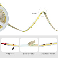 Promo Panas 480LEDs COB LED Strip IP20 DC 24V Lampu Strip LED COB Fleksibel untuk Dekorasi Furnitur Lemari Pakaian Kontrol Jarak Jauh WiFi 3000K