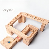 Bloques de Construcción de Madera Maciza con Bolas de Cristal, Pista de Canicas, Bloques de Construcción Educativos de Madera Grandes para Niños
