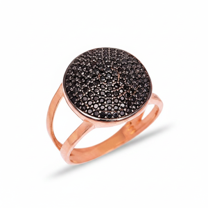 Anillo de diseño de racimo redondeado, piedra CZ negra, venta al por mayor, anillo de joyería de plata de ley 925 hecho a mano, joyería fina - Product Image 2