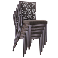 Chaise de restaurant empilable en métal gris, style nordique minimaliste moderne de luxe, avec finition grain de bois, pour événements