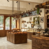 Comptoir en bois massif de luxe personnalisé d'usine / meubles en bois massif / pour la conception intérieure de café
