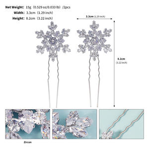 Jepit Rambut Kepingan Salju Baru 2 Buah Stik Rambut Zirkon Modis untuk Pernikahan <span class=keywords><strong>Prom</strong></span> Natal Serbaguna Hiasan Kepala Harian Hadiah Wanita Anak Perempuan - Product Image 6