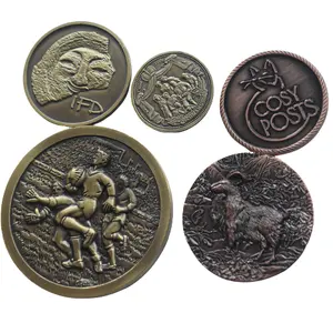 Pièces de monnaie en laiton gaufré 4 pièces, tête idd, pièces personnalisées, estampage de pièces de monnaie en métal