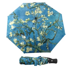 Manual Open Close Iron Tube <b>Umbrella</b> with Famous Painting Pattern Blue White Design for Travel <b>Windproof</b> Rain Sun Protection - Product Image 4