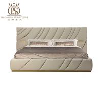 BS Manufactures Lit de luxe pour villa, cadre en bois et velours, design moderne, sur mesure, vente en gros, lit double king size italien