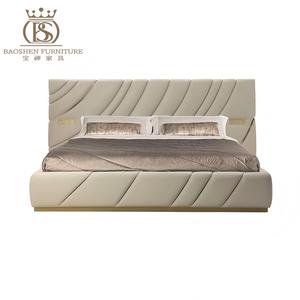 Cama Doble King Size Italiana <span class=keywords><strong>de</strong></span> Diseño Moderno, con Armazón <span class=keywords><strong>de</strong></span> Madera y Terciopelo, Fabricada por BS, <span class=keywords><strong>de</strong></span> Lujo, para Villa, Personalizable, Venta al Por Mayor - Product Image 1