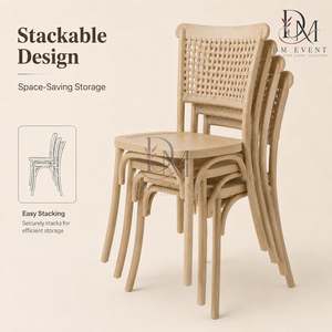 Chaise de mariage haut de gamme en PP imitation bois avec dossier en canne pour réception de mariage, location événementielle, fournisseur en gros et commandes en gros - Product Image 5